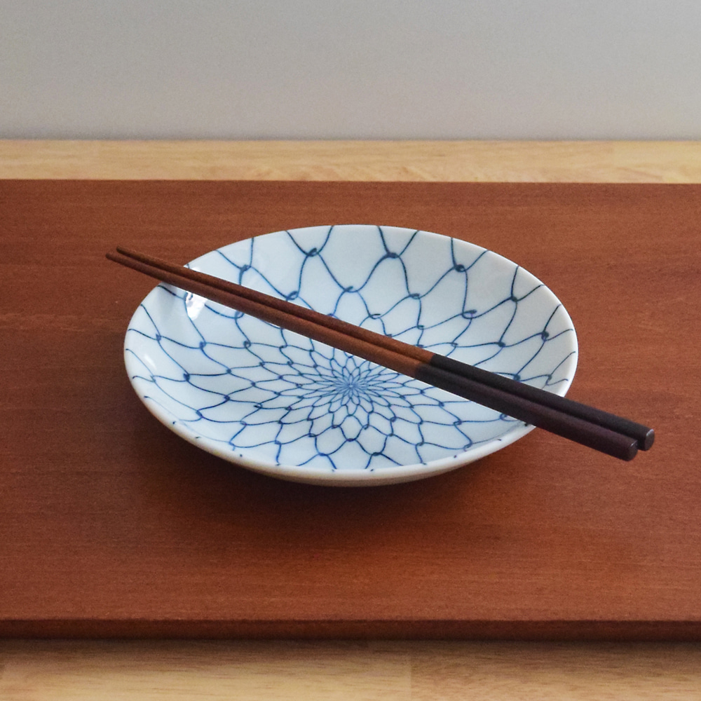 블루 패턴 그물 문양 플레이트 3 Size 스시 접시 일식 한식 접시